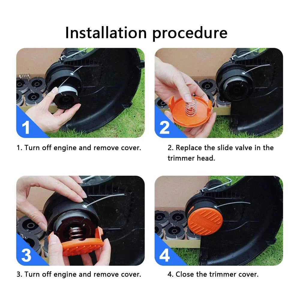 8Pcs Replacement Spool for Black & Decker GH400 / GH500 / GH600 Lawn Mower Wire Reels, AF-100-3ZP - 5