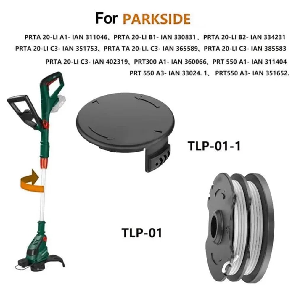 For Parkside Lawn Mower Replacement Spool + Spool Cap, TLP-01 / TLP-01-1 - 2