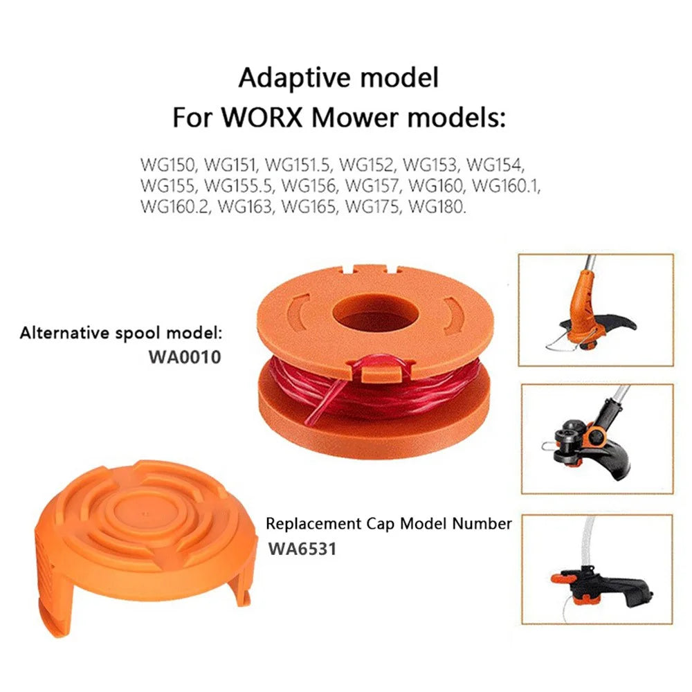 WA0010+WA6531 Lawn Mower Parts For Worx WG150 / WG151 / WG163 4 Spool+1 Cap - 3
