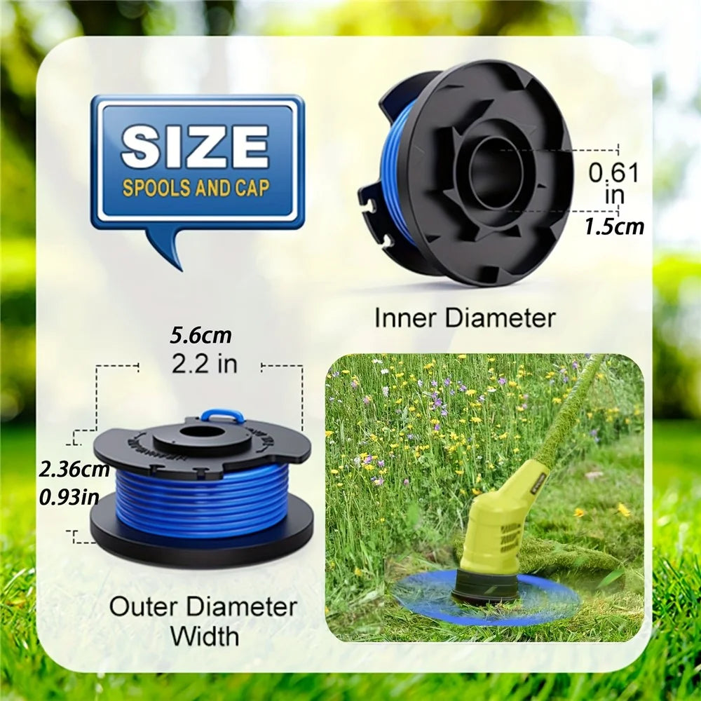 6Pcs for Ryobi 18V / 24V / 40V Trimmer Nylon Rope Spool Lawn Mower Line Spools, AC14RL3A - 6