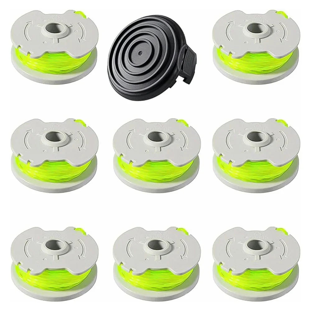 8Pcs WA0014 Line Spool + 1Pc WA0037 Spool Cap Set for Worx WG190 / WG191 / WG168 / WG184 Lawn Mower Parts - 1