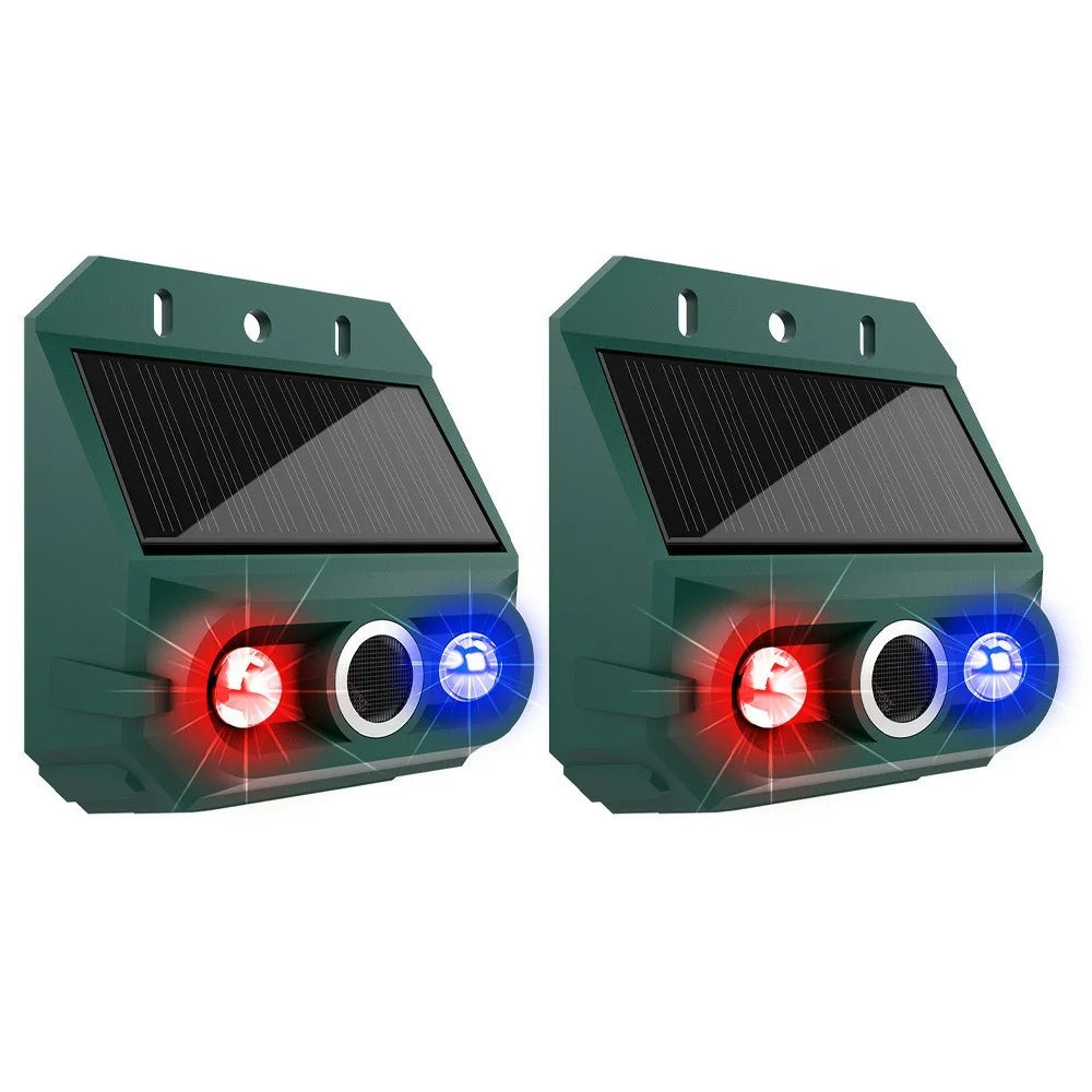 N911Z 2Pcs Solar Powered Ultrasonic Bird Repellent LED Flashing Pigeon Deterrent Motion Sensor Alarm - 1