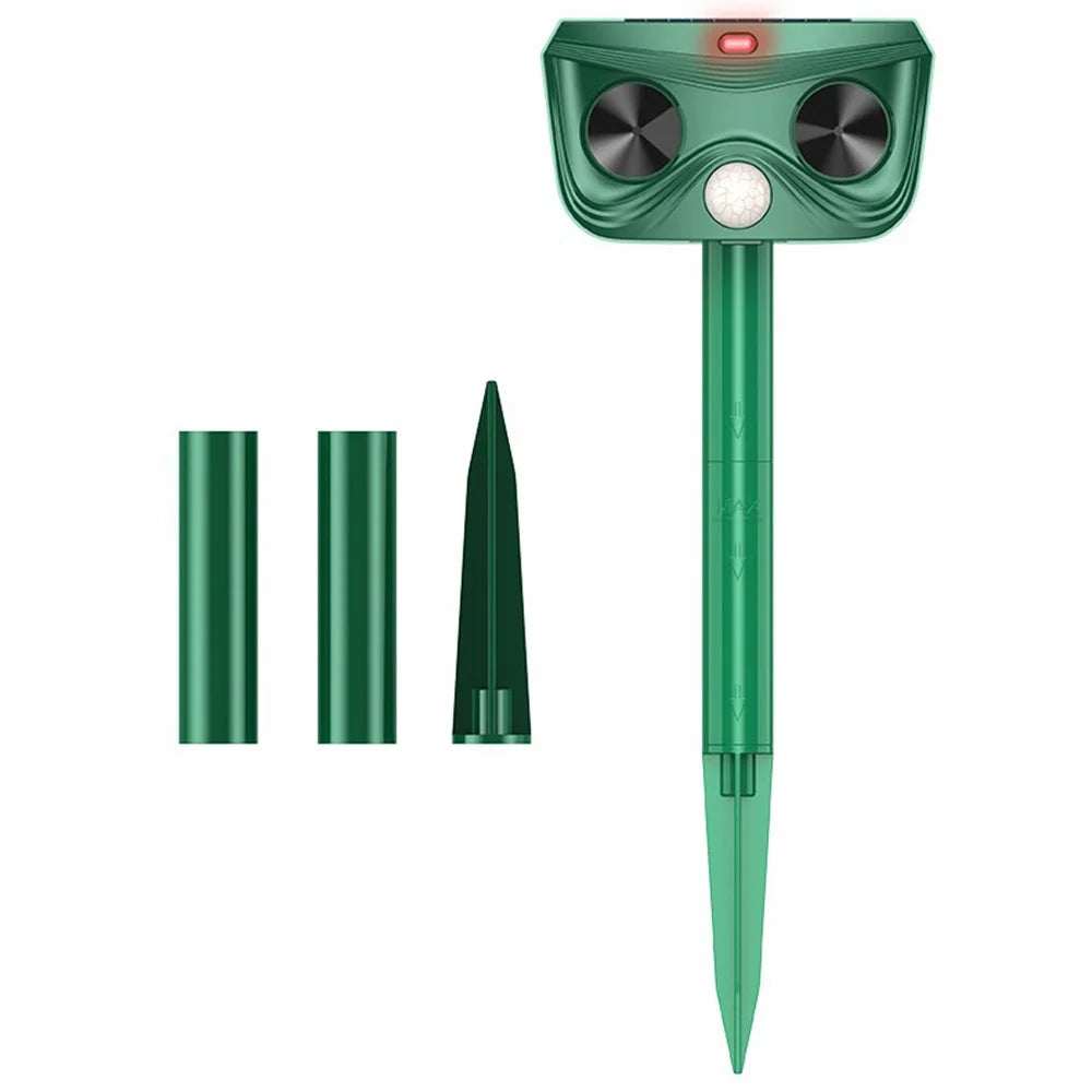 RC-562 Solar Ultrasonic Animal Repellent IPX4 Waterproof 110 Degree PIR Sensor for Outdoor Farm Garden - Green - 1