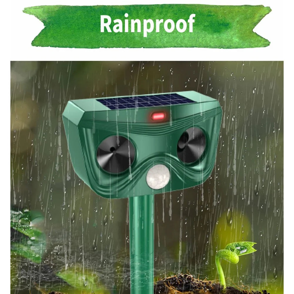 RC-562 Solar Ultrasonic Animal Repellent IPX4 Waterproof 110 Degree PIR Sensor for Outdoor Farm Garden - Green - 5
