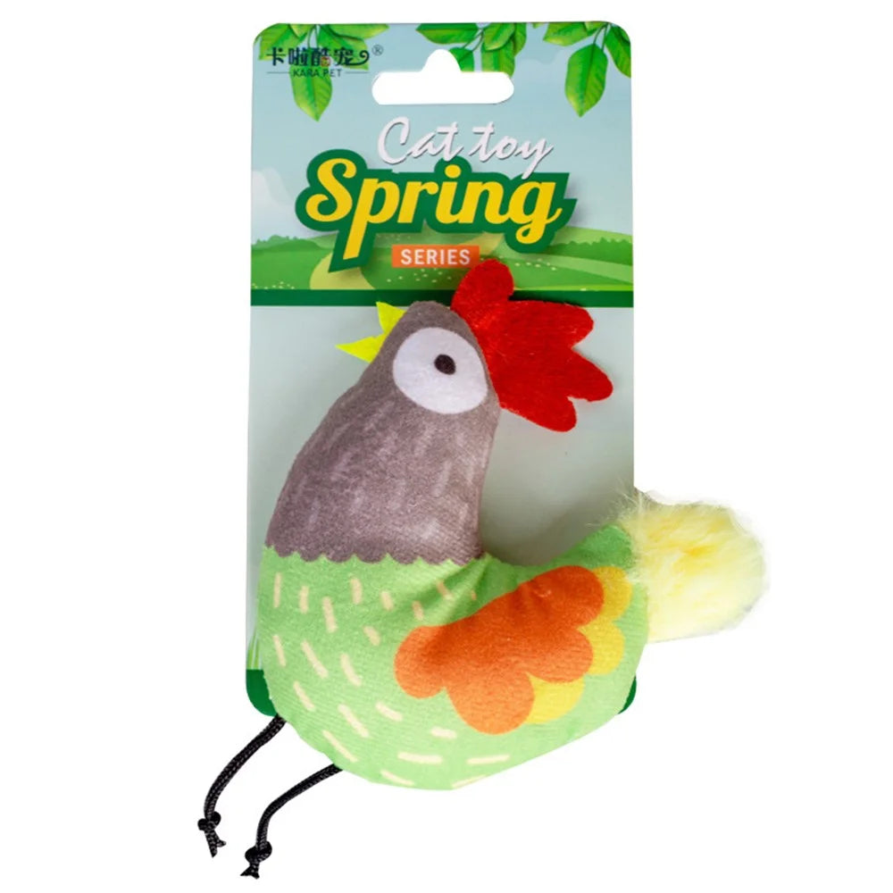 Cute Cartoon Plush Cat Toy Boredom Relief Pet Cat Chewing Toy with Catnip - Rooster - 1