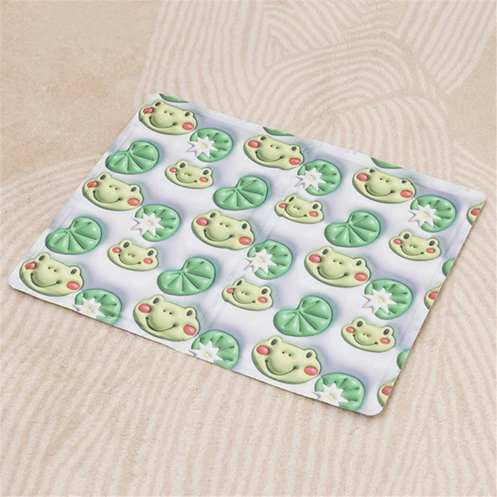 M Size Cartoon PVC Coated Cloth+Gel Floor Pad Pet Nest Cushion Dog Cat Summer Cooling Mat - Frog - 4