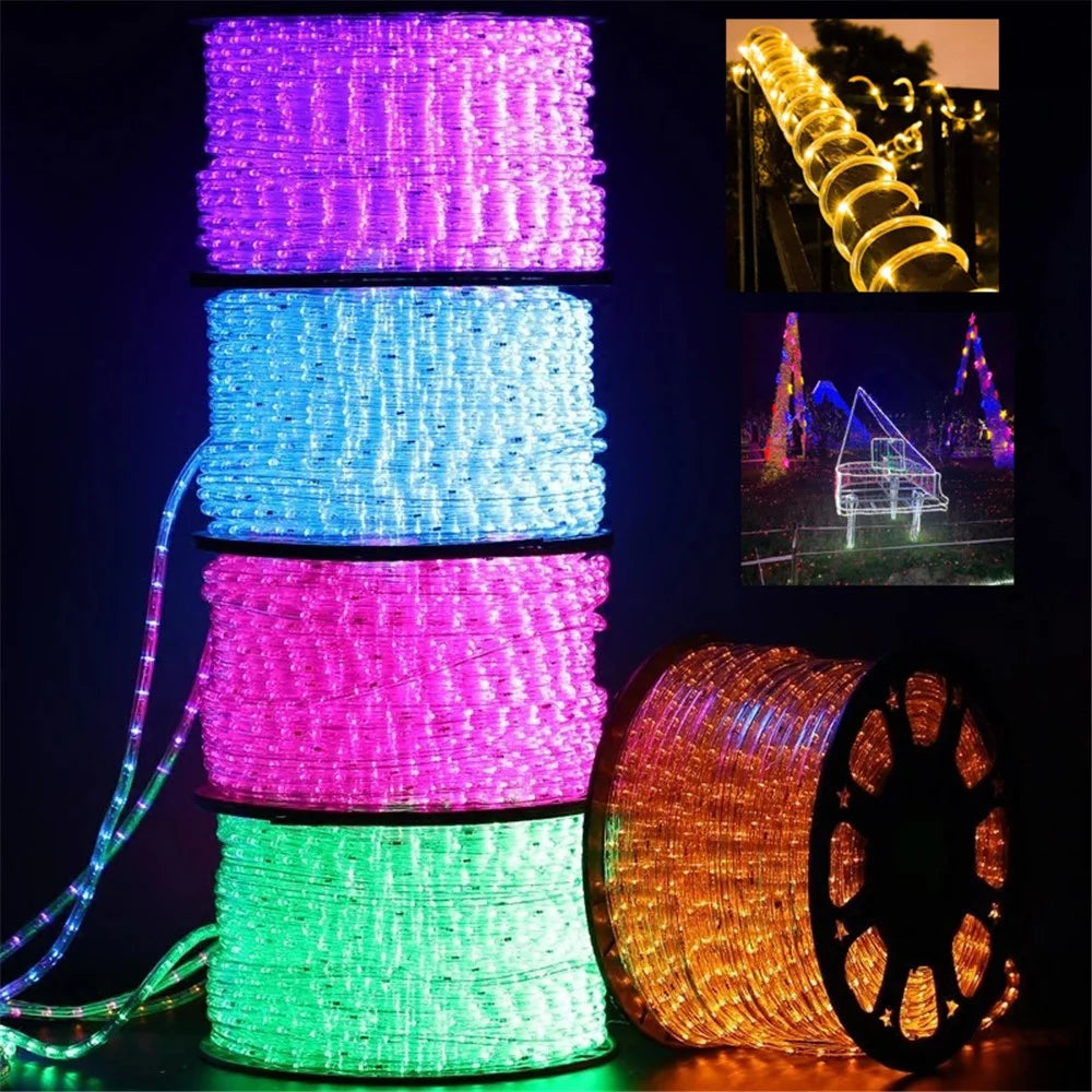 100m IP68 Waterproof 220V Flexible PVC LED Strip Light Outdoor Decor, 8 Modes EU Plug - White - 2