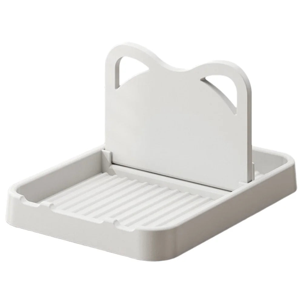 Kitchen Utensil Organizer Foldable Wall-Mounted Countertop Shelf Pot Lid Holder Storage Rack - White - 1