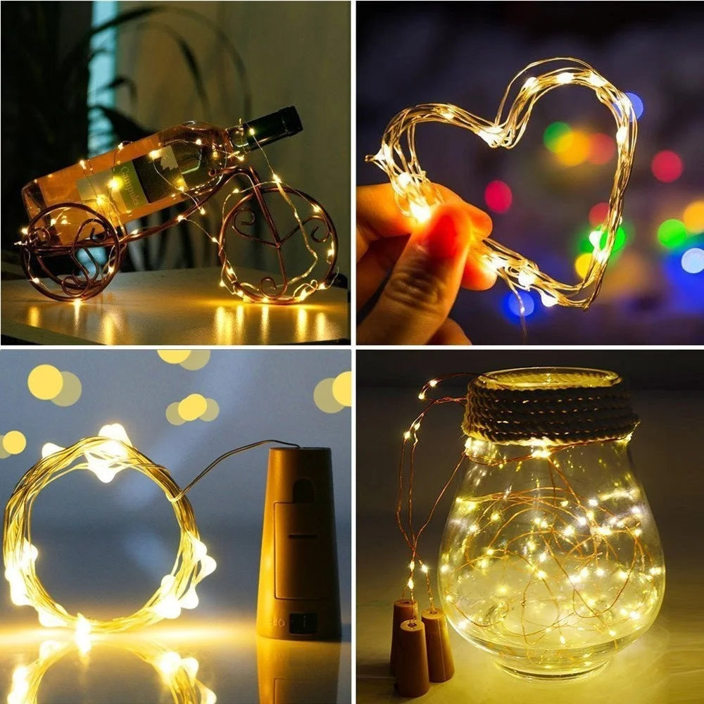 2m Wine Bottle Plug String Light Copper Wire LED Waterproof Festival Lighting Decor - Warm White - 2
