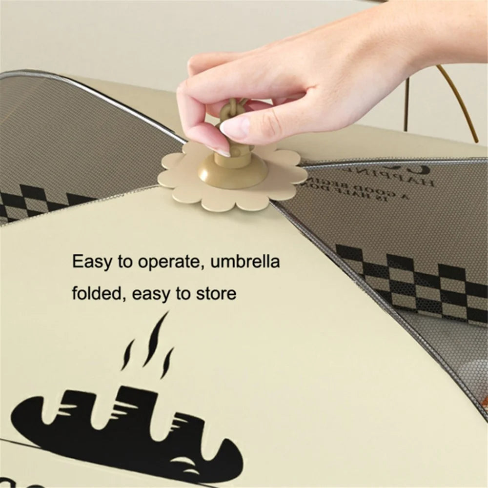 80cm Food Cover Reusable Collapsible Anti-mosquito Net Mesh Food Tent for Dining Table Picnics BBQ - English Letters+Smoke - 2