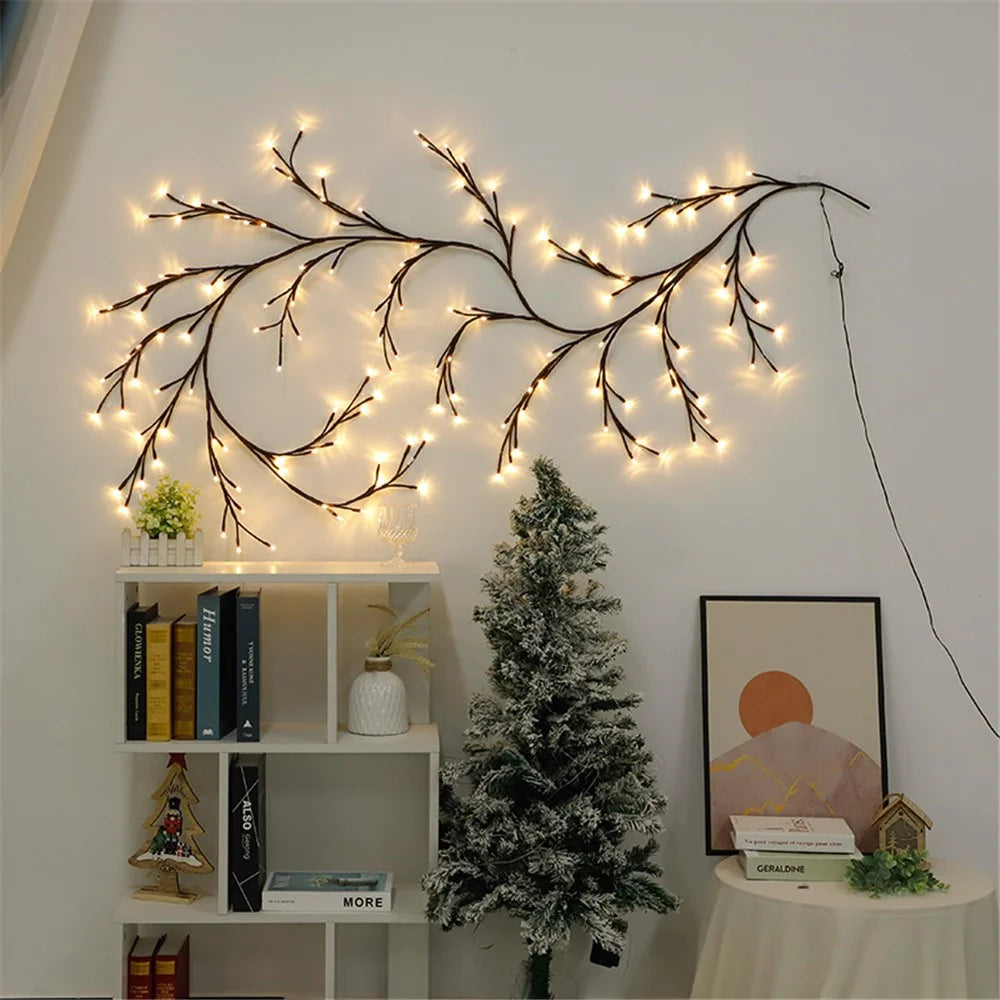 USB Powered Willow Vine LED Light DIY Room Decor Artificial Plants Tree Branches Lamp - 4