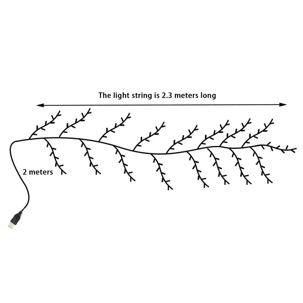 USB Powered Willow Vine LED Light DIY Room Decor Artificial Plants Tree Branches Lamp - 7
