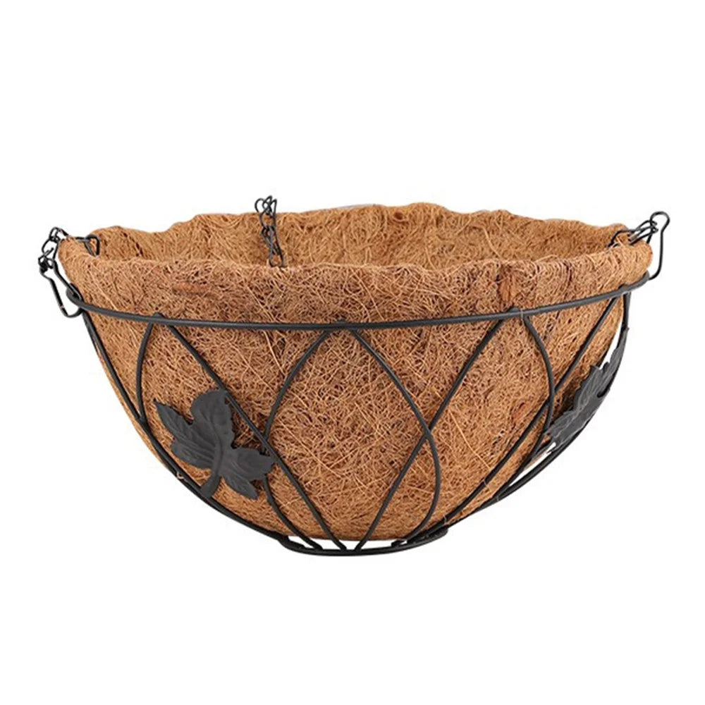 001-YZ01 12-inch Maple Leaf Design Flower Pot Coir Liner Hanging Planter Basket - 1