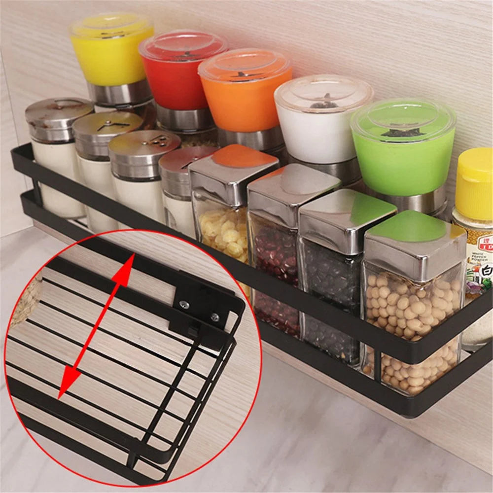 008YC1003 25cm Seasoning Spice Rack Iron Wall Mounted Kitchen Condiment Holder - 2