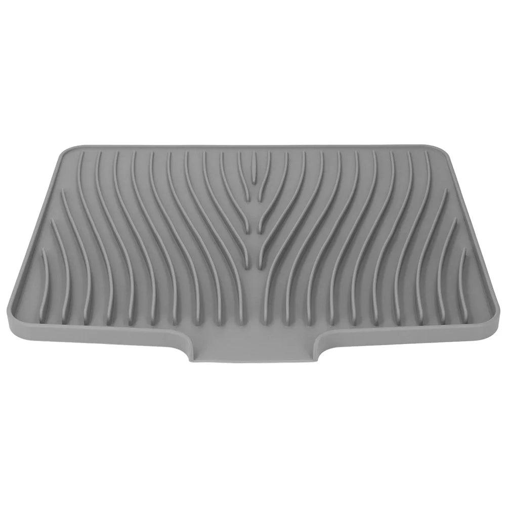 40x30cm Silicone Dish Drying Mat with Drain Lip, Heat-Resistant Dish Draining Mat - Grey - 1