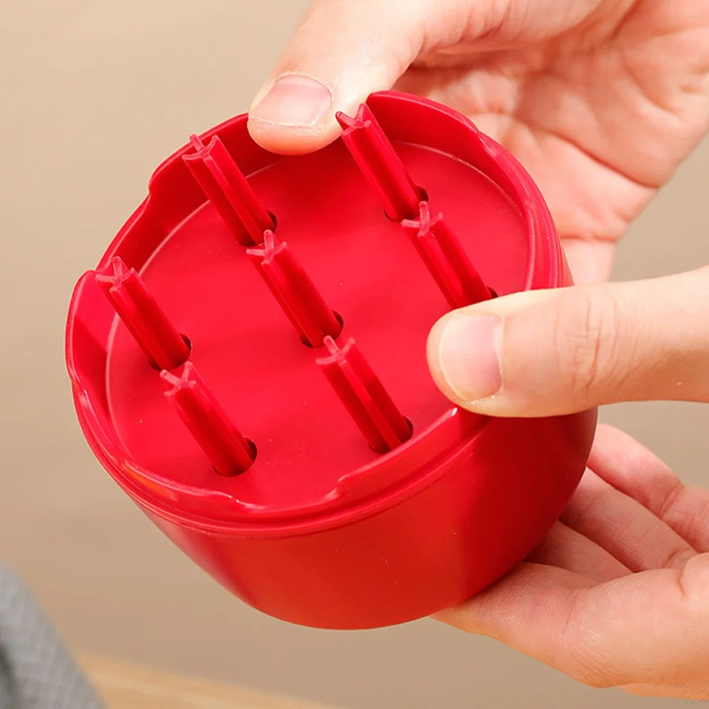 Cherry Pitter 7 Hole Seed Remover Olive Pitters Tool Pit Remover Portable Fruit Corer for Kitchen (BPA Free, No FDA) - Red - 5