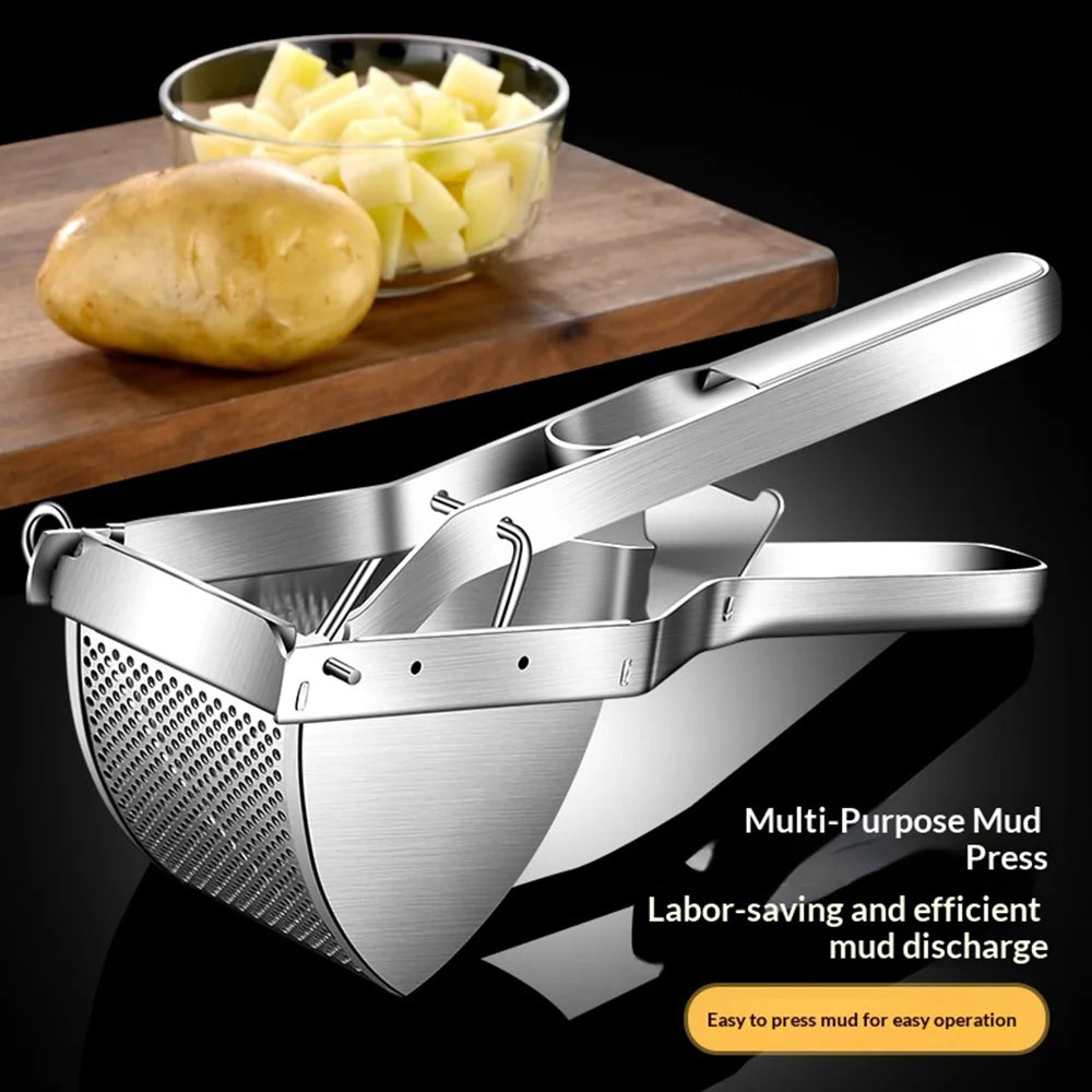 430 Stainless Steel Potato Ricer Multifunctional Vegetable Masher Fruit Press Lemon Juicer (FCM Tested) - Silver - 5