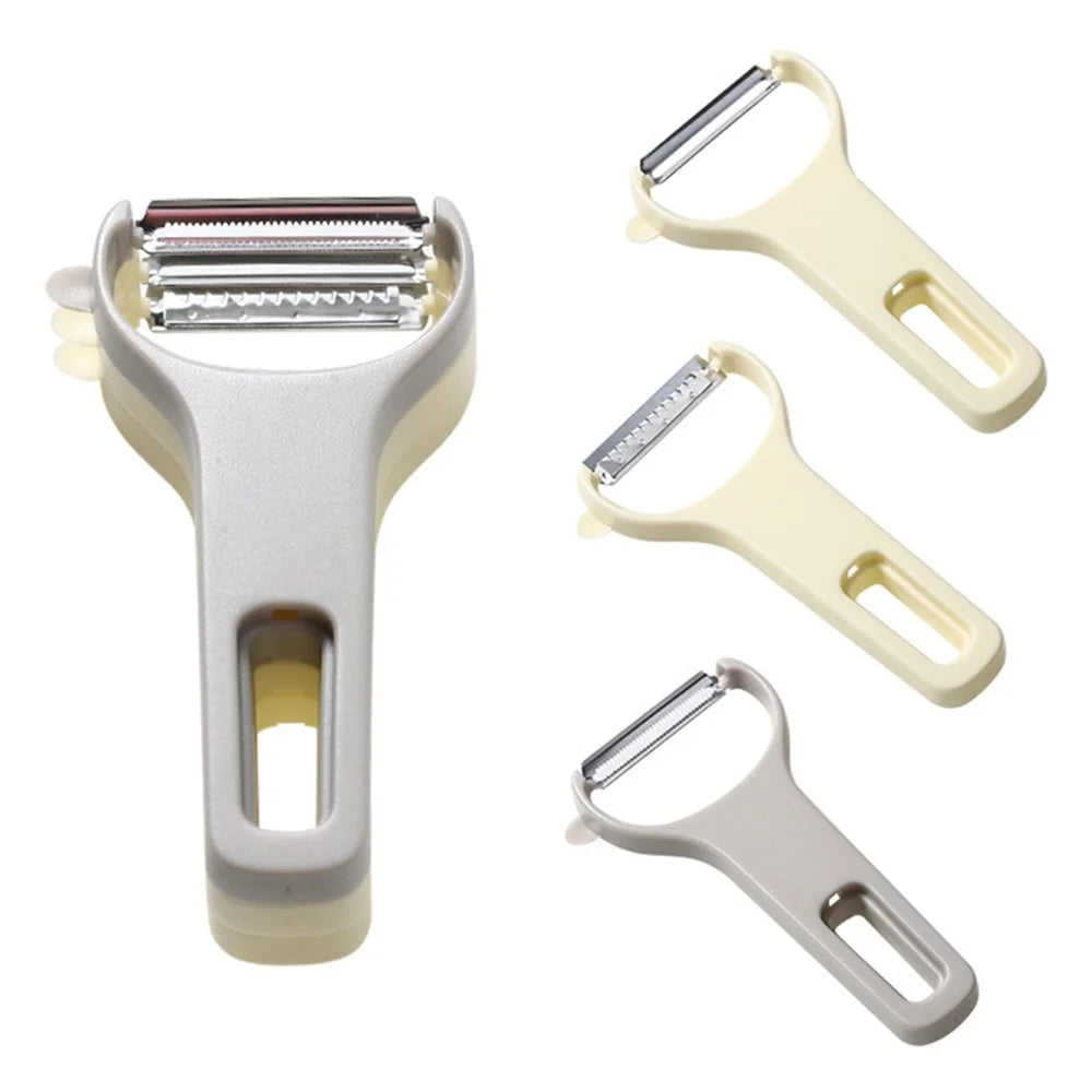 3Pcs / Set Y-shape Multifunctional Stainless Steel Vegetable Peeler Kitchen Fruit Potato Shredder (BPA Free, No FDA Certificate) - Beige - 2