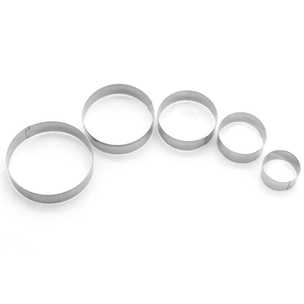 5PCS Baking Molds 430 Stainless Steel Tart Rings Set for Cake Mousse (BPA-Free, No FDA) - 4