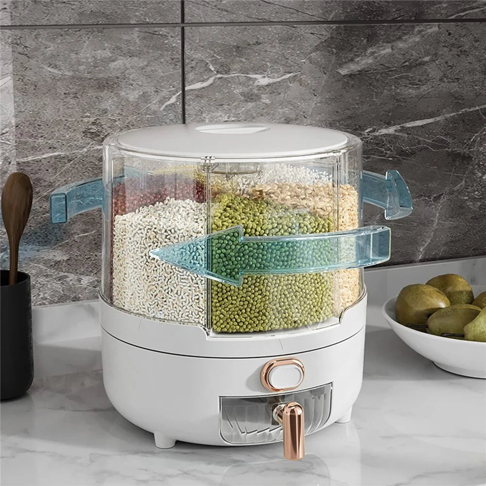 6.5KG Detachable Rotatable Cereal Storage Container PS+PET Kitchen Airtight Moisture Proof Grain Bucket (No FDA, BPA Free) - White - 3