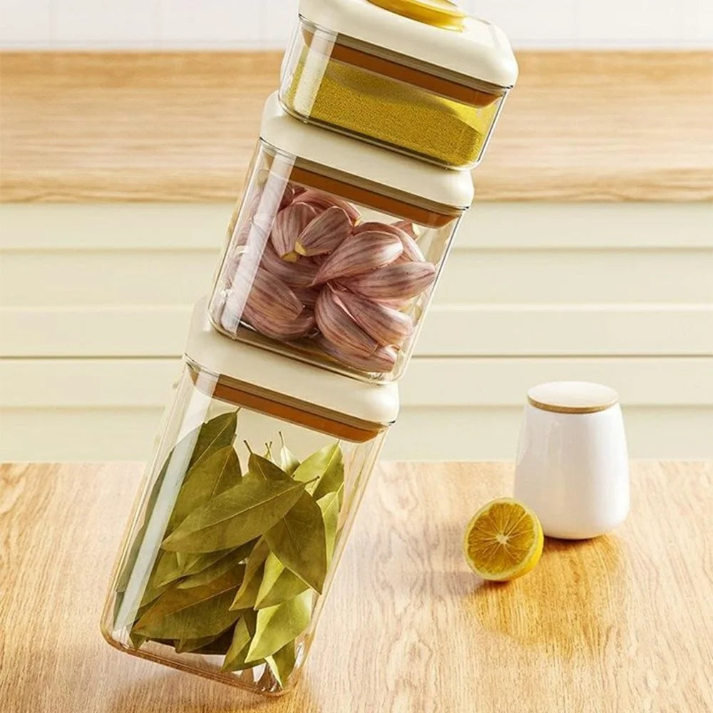 2400ml Push Button Airtight Square Container Grains Coffee Snacks Kitchen Food Storage Canister (BPA-Free, No FDA) - Green - 4
