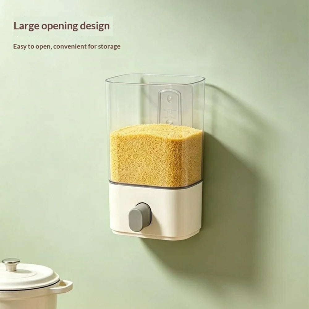 Size S Plastic Wall Mounted Airtight Grain Storage Container with Press Dispenser (BPA Free, No FDA) - 5