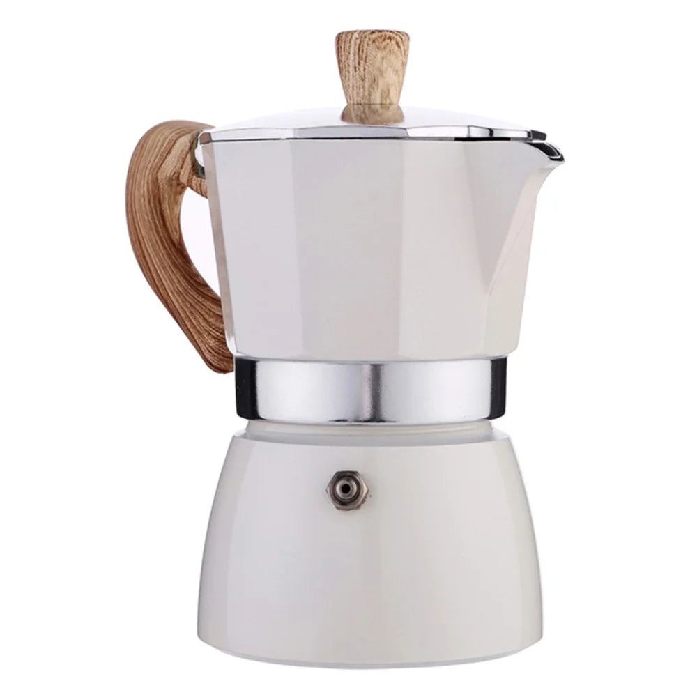 300ml Classic Espresso Percolator Stovetop Home Coffee Maker Aluminum Moka Pot Kitchen Coffee Making Tool for 6 People (No FDA, BPA-free) - White - 1