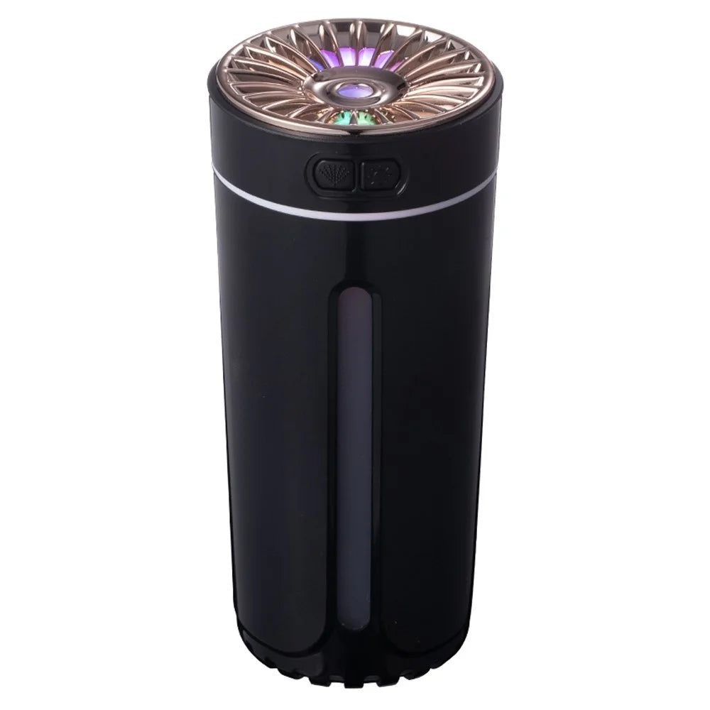 LA-0618S 300ml Portable Humidifier Desktop Air Humidifier Aroma Diffuser Mist Maker with Colorful Light for Office Cars (Battery Version) - Black - 1
