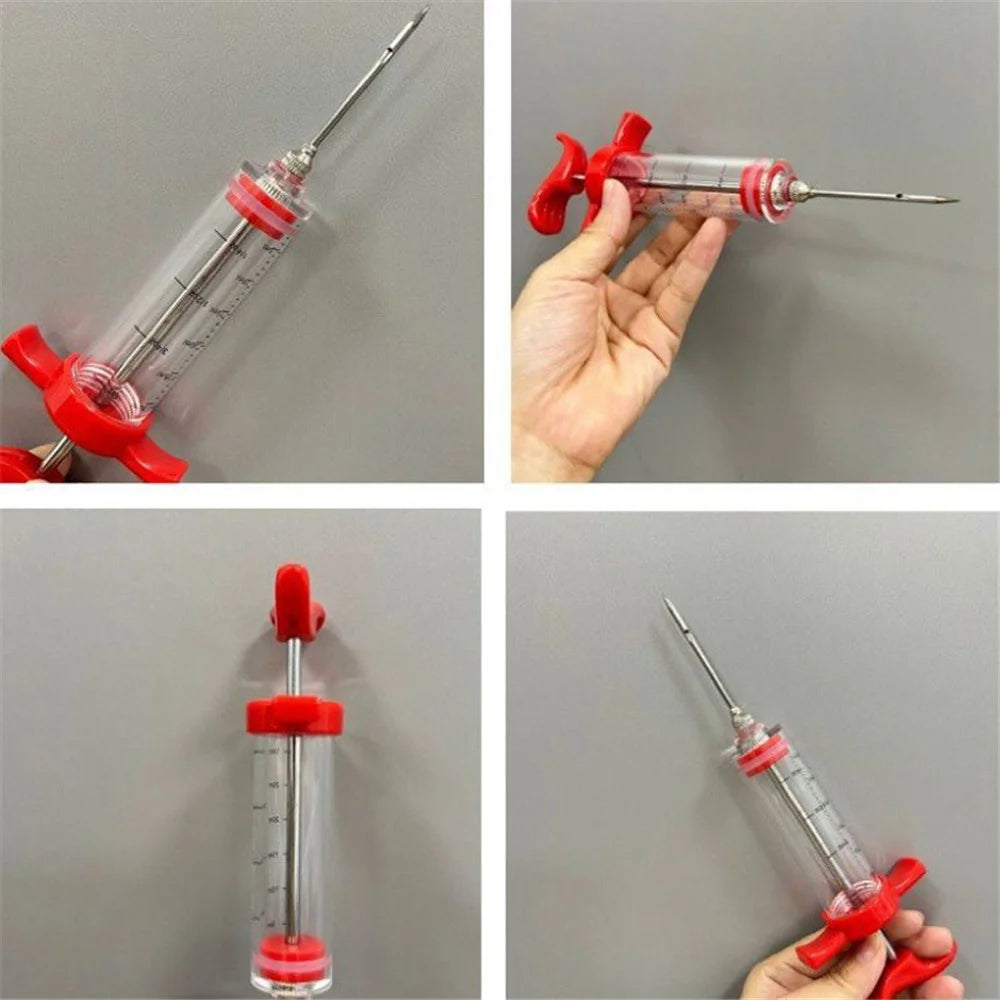 30ml Acrylic + Stainless Steel Meat Marinade Syringe Turkey Seasoning Syringe Kitchen Cooking Tool (No FDA Certified, BPA-Free) - 4