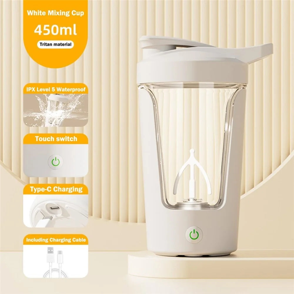 Automatic Electric Stirring Cup Coffee Milk Powder Self Stirring Cup, Rechargeable Type - Beige - 2