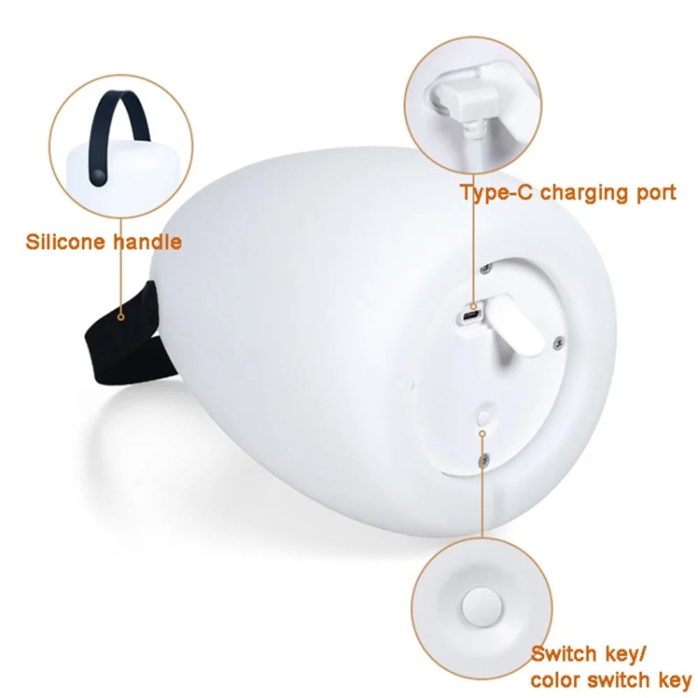 Remote Control Night Light Rechargeable 16 Colors 6 Brightness Levels Bedside Lamp Egg-Shaped Lamp for Home, Bar - 5