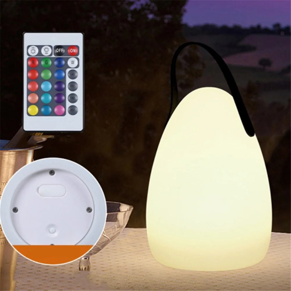 Remote Control Night Light Rechargeable 16 Colors 6 Brightness Levels Bedside Lamp Egg-Shaped Lamp for Home, Bar - 6