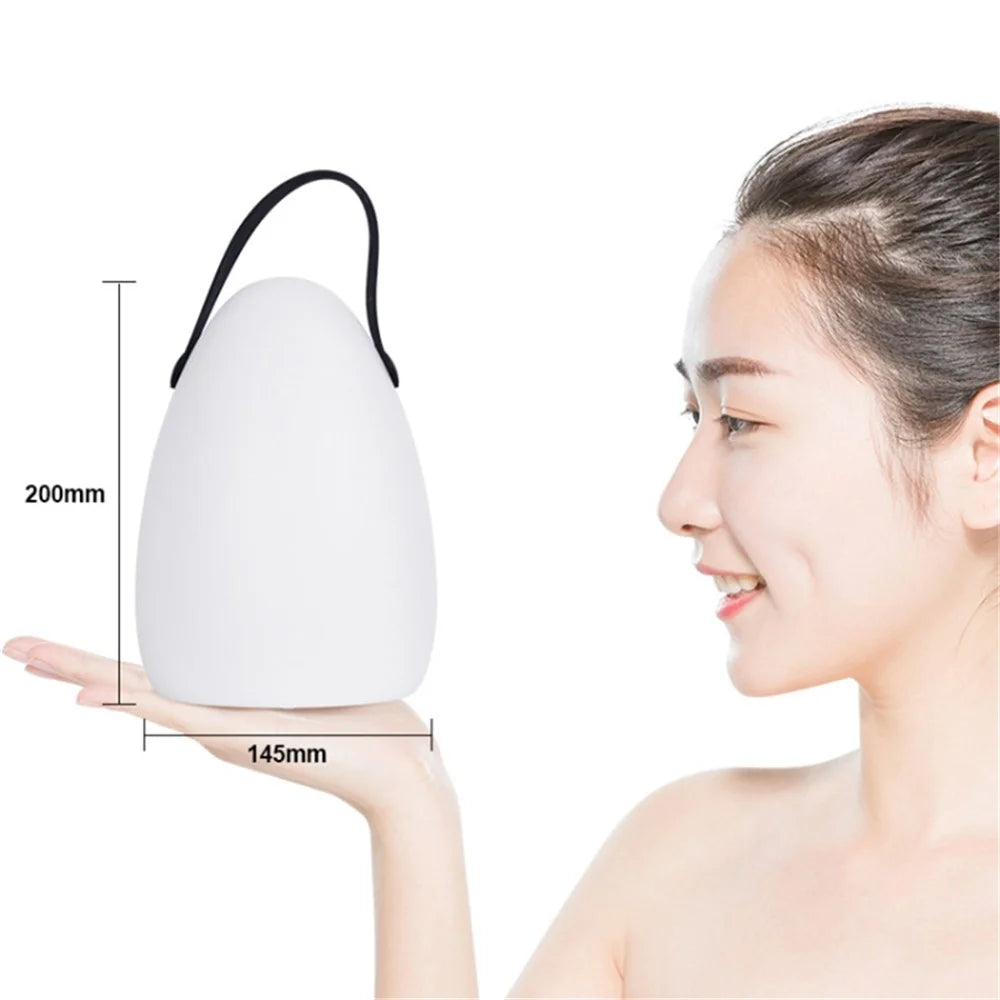 Remote Control Night Light Rechargeable 16 Colors 6 Brightness Levels Bedside Lamp Egg-Shaped Lamp for Home, Bar - 7