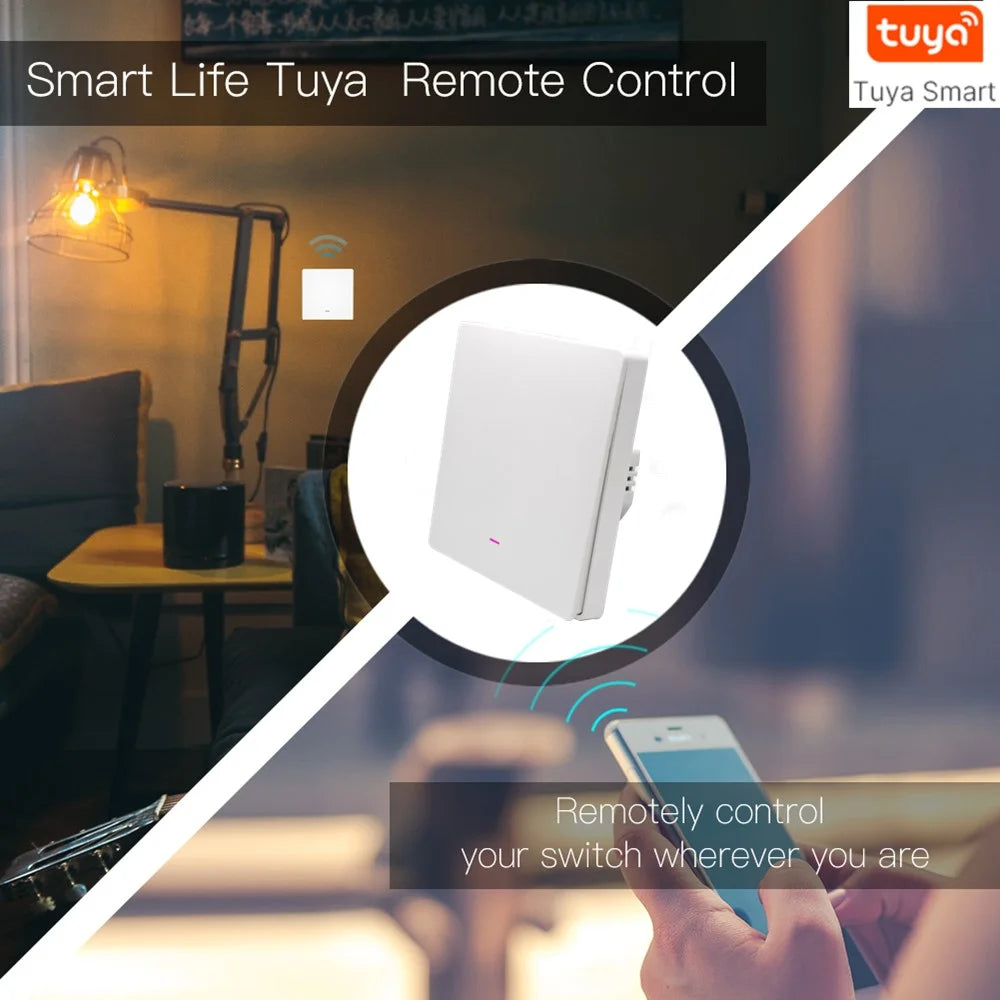 1-Gang Smart WiFi Switch Zero Fire Version Neutral Wire Fire Wire Required Voice Control Wall Switch Controller, EU Plug - 3
