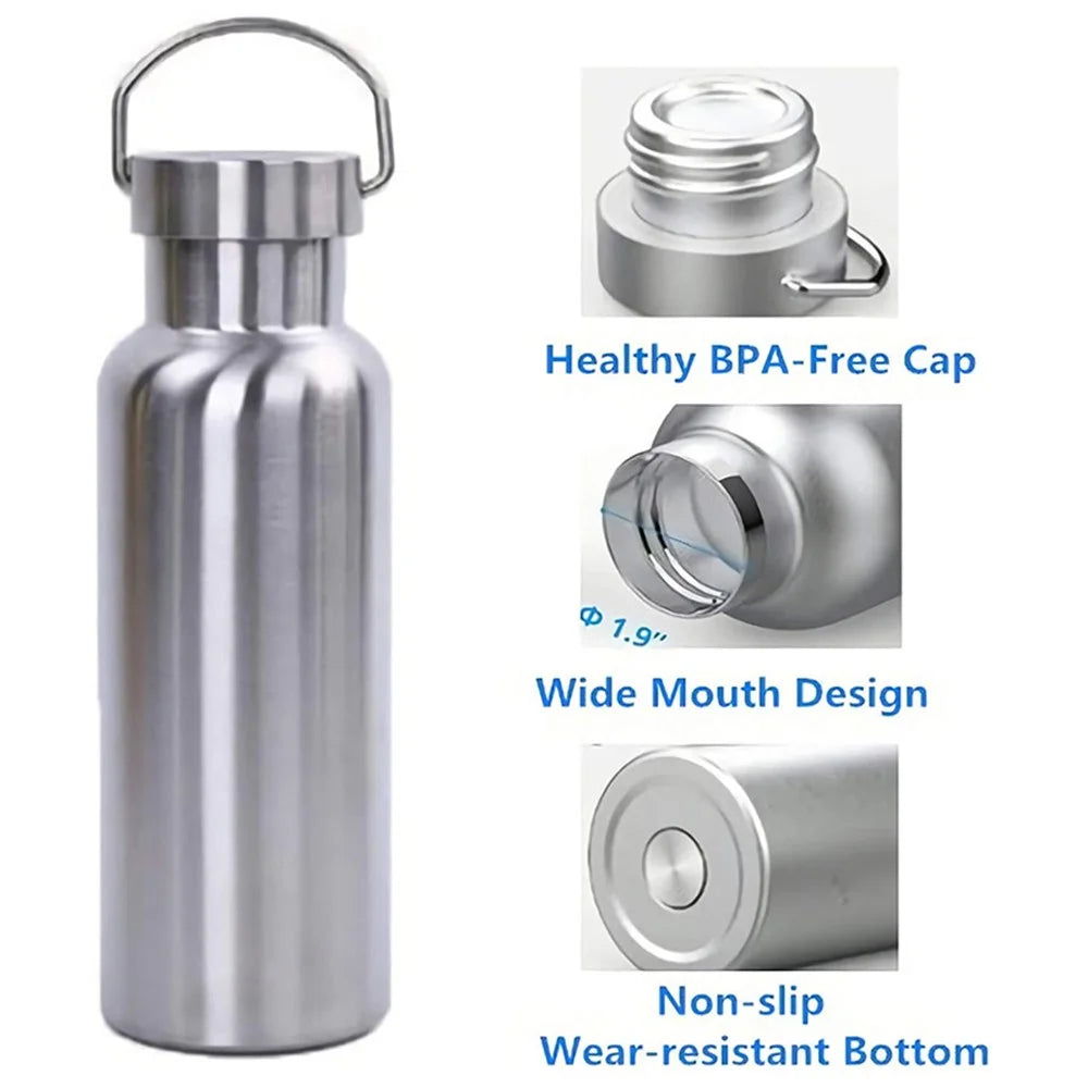 JUNSUNMAY 500ML Wide Mouth 304 Stainless Steel Water Bottle Portable Kettle (BPA-Free, No FDA Certified) - 4