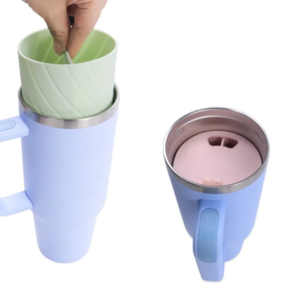 For Stanley 40oz Cup 2-Divided Silicone Liner 2 Compartment Water Cup Lining (BPA Free, No FDA) - Pink - 7