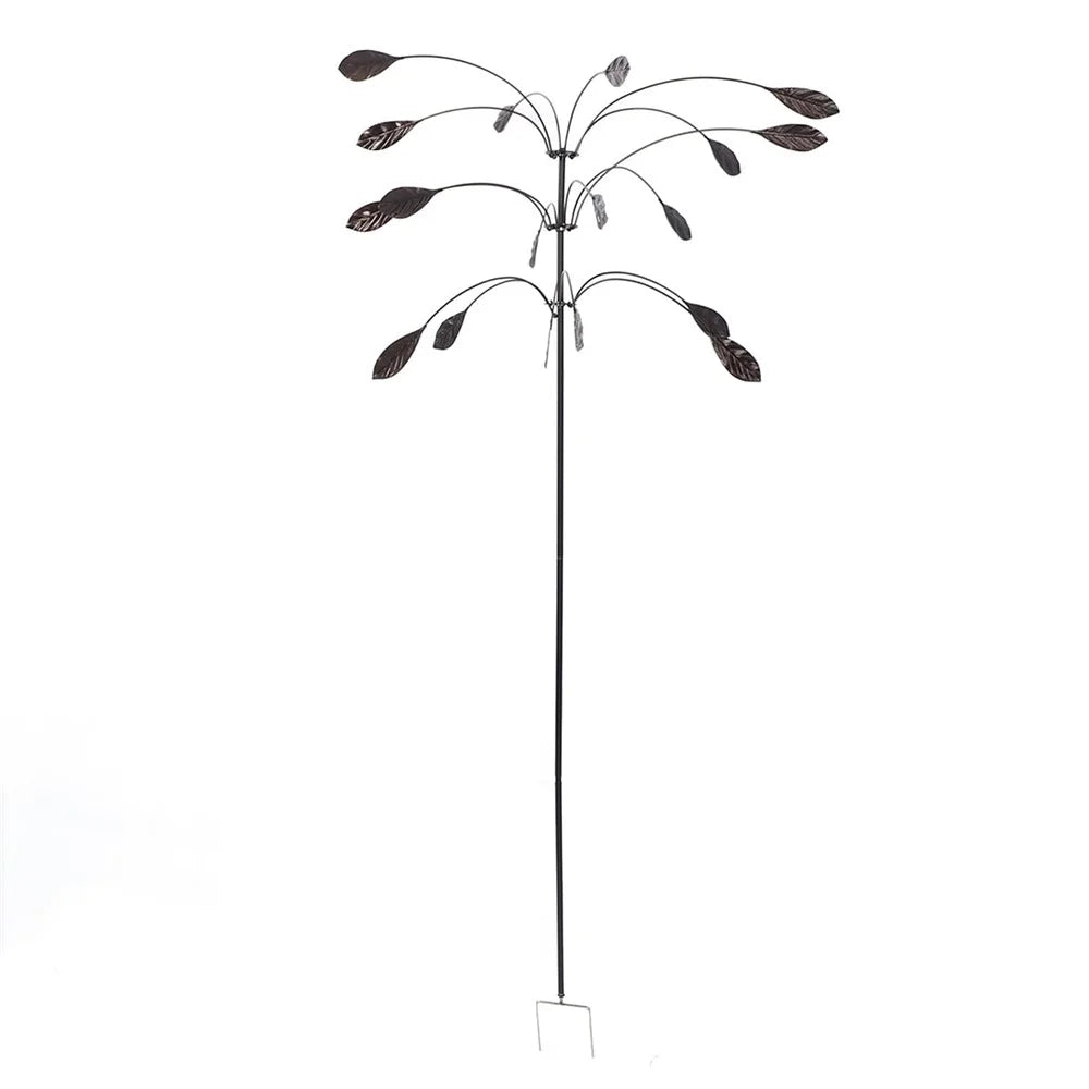 Outdoor Garden Yard Wind Power Spinner Iron Art Decorative Rotating Leaves Windmill - 1