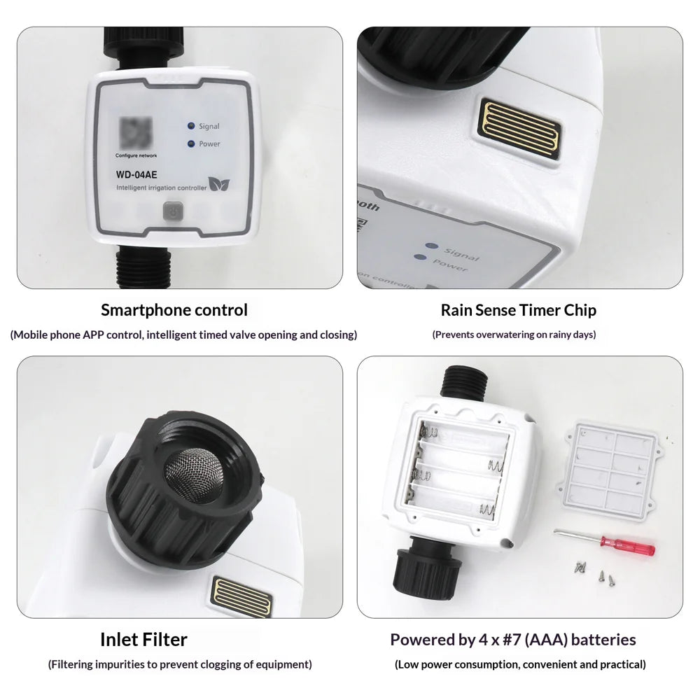 WD-04AE Bluetooth-compatible WiFi Gateway Automatic Plant Watering Timer Smart Remote Control Irrigation System - Single Channel/EU Plug - 4