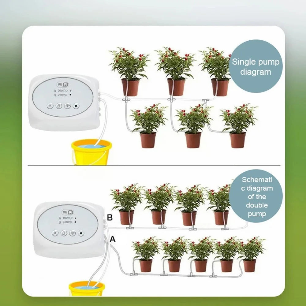 APP Remote Control Potted Plant Smart Watering Device Timer with 15m Water Pipe+20 Emitters - 2