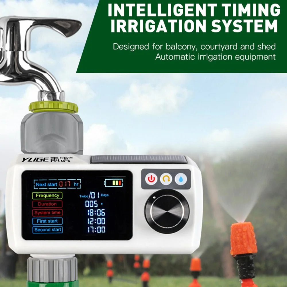 YLIGE Solar Automatic Watering Device Intelligent Irrigation Timer, European Standard Single Connector - 2