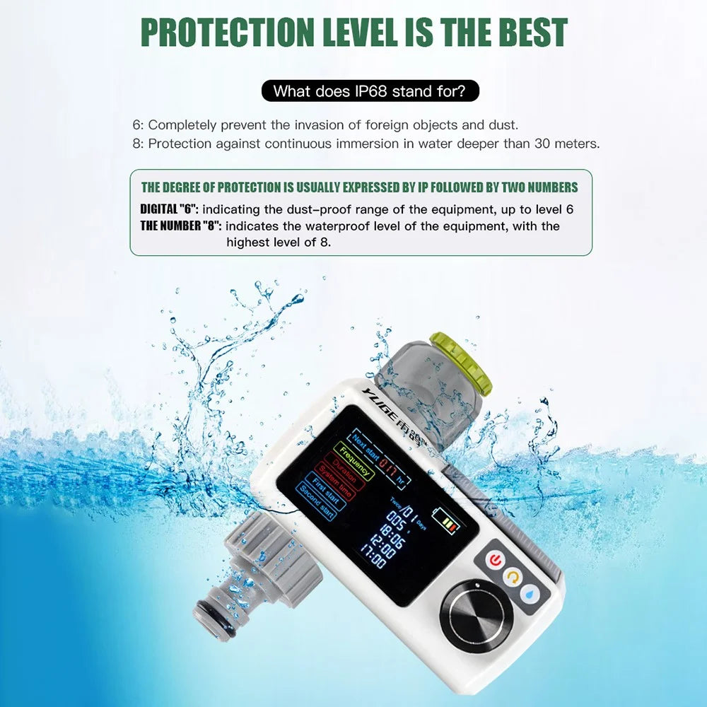 YLIGE Solar Automatic Watering Device Intelligent Irrigation Timer, European Standard Single Connector - 3