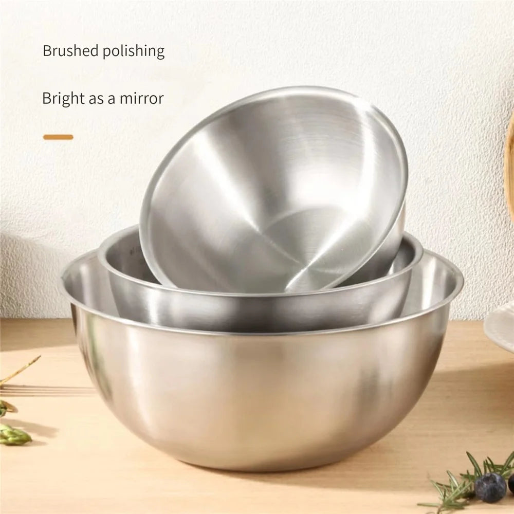 17cm+19cm+26cm 3Pcs Salad Bowl Stainless Steel 304 Mixing Bowl with Measurement Markings for Kitchen / Baking (No FDA) - 3
