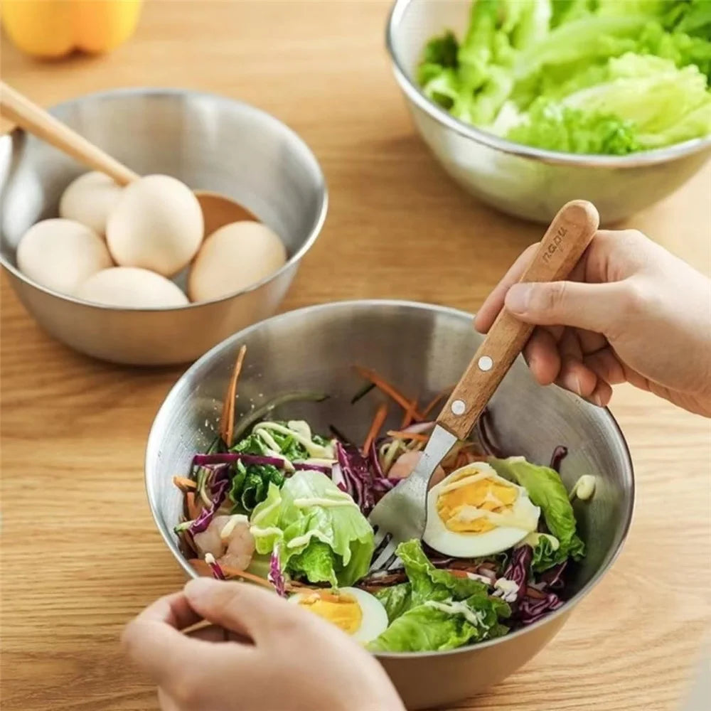 17cm+19cm+26cm 3Pcs Salad Bowl Stainless Steel 304 Mixing Bowl with Measurement Markings for Kitchen / Baking (No FDA) - 6