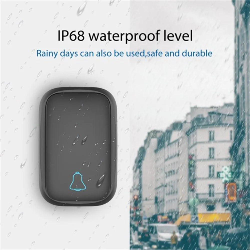 TS-K111 Wireless Doorbell Home Welcome Doorbell Waterproof 100M Remote Smart Doorbell Chime, 1 Door Bell and 1 Button - Black/US Plug - 2