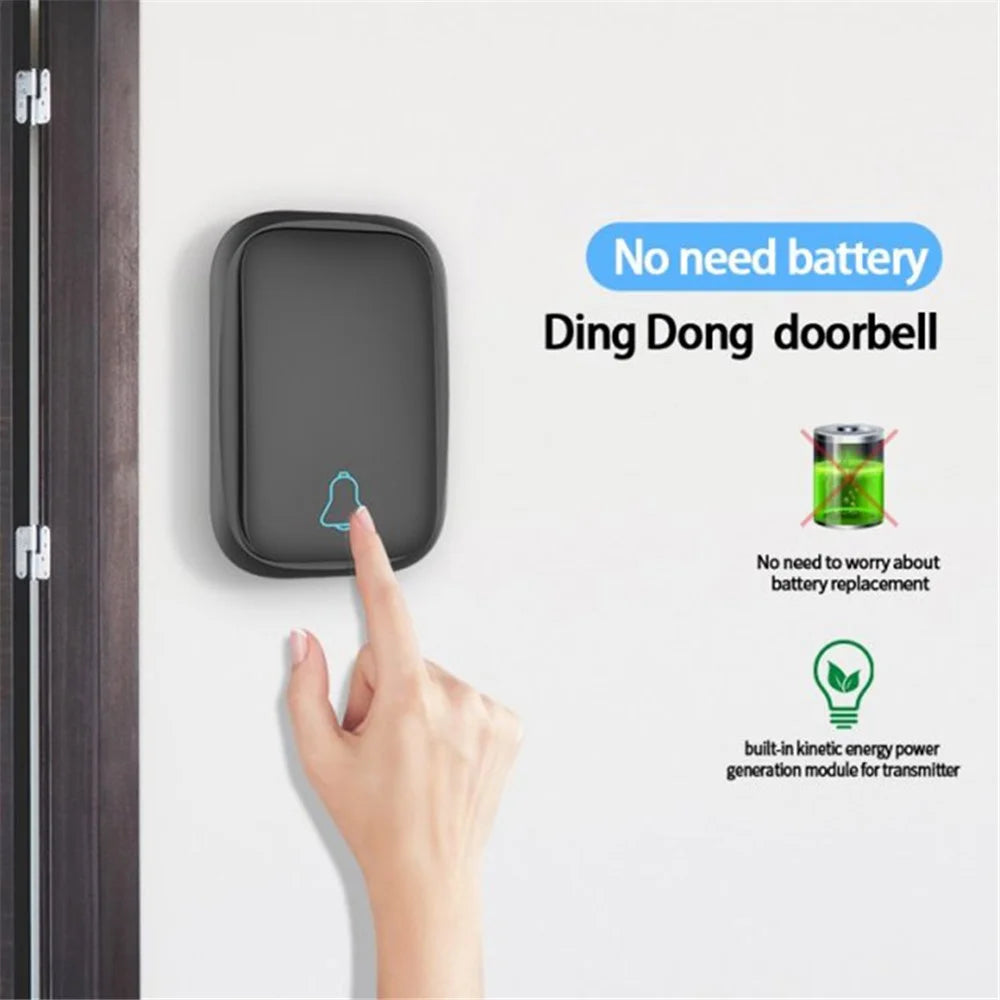 TS-K111 Wireless Doorbell Home Welcome Doorbell Waterproof 100M Remote Smart Doorbell Chime, 1 Door Bell and 1 Button - Black/US Plug - 3