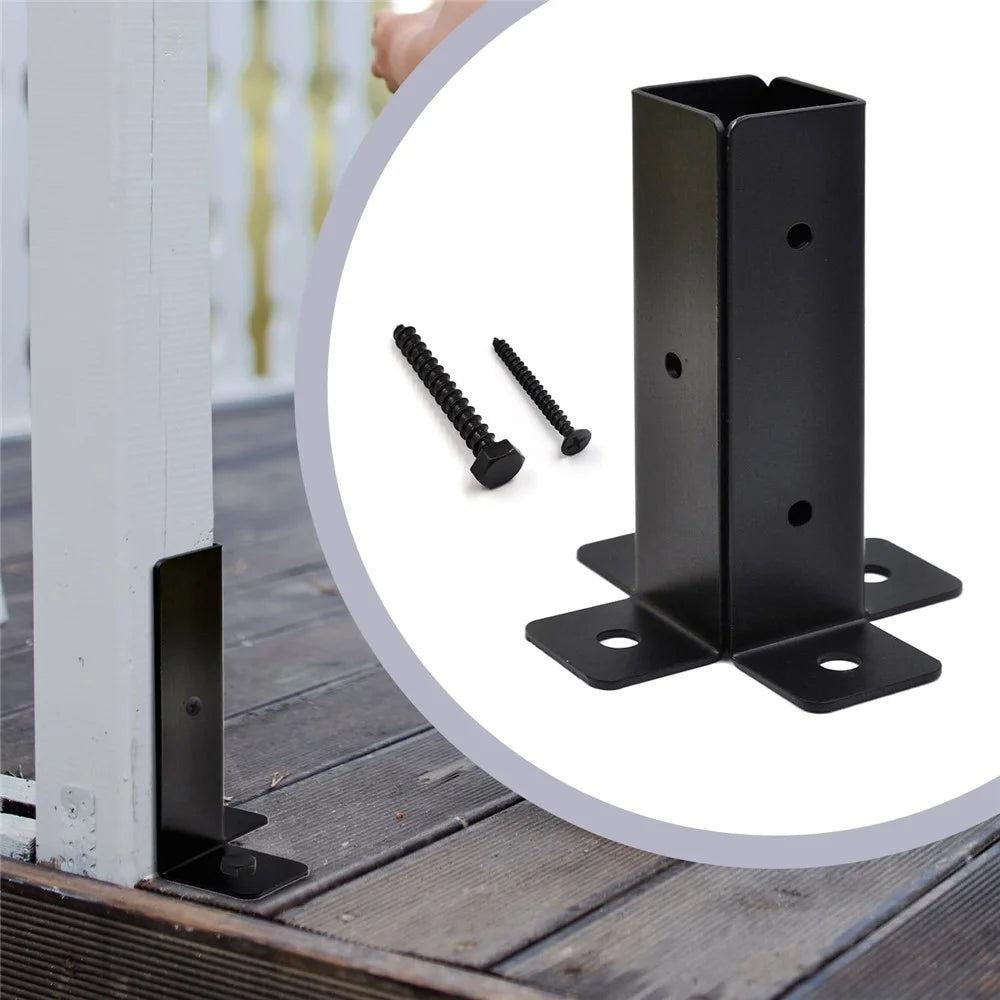 2Pcs Gazebo Bracket Kit Post Base Connector for Pergola Fence Patio Adjustable Metal Support - 5