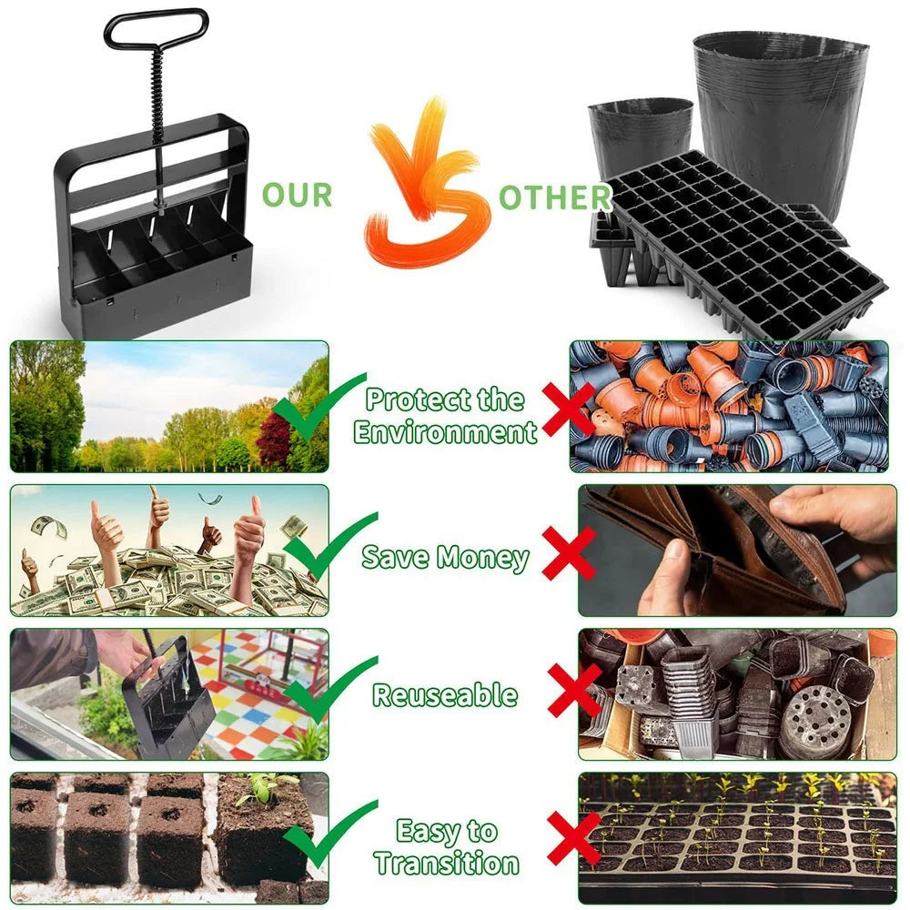 Handheld Seedling Maker 4-Cell Soil Block Tool For Potted Garden Planting Greenhouse Farm Nursery Sowing Tool - 2