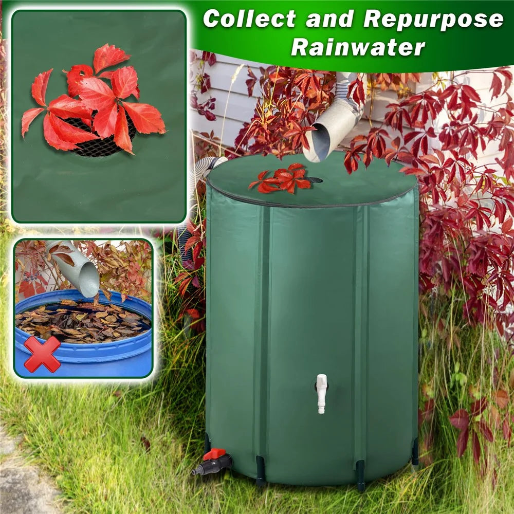 Portable Foldable Rain Water Collection Barrel 100L PVC Mesh Outdoor Garden Watering Storage Tank 40 x 78cm - 2