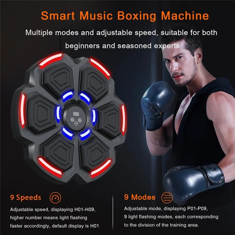 Smart Boxing Trainer with Boxing Gloves Wall Mounted Music Boxing Target Digital Punching Equipment (The Pattern on the Gloves is random) - 3