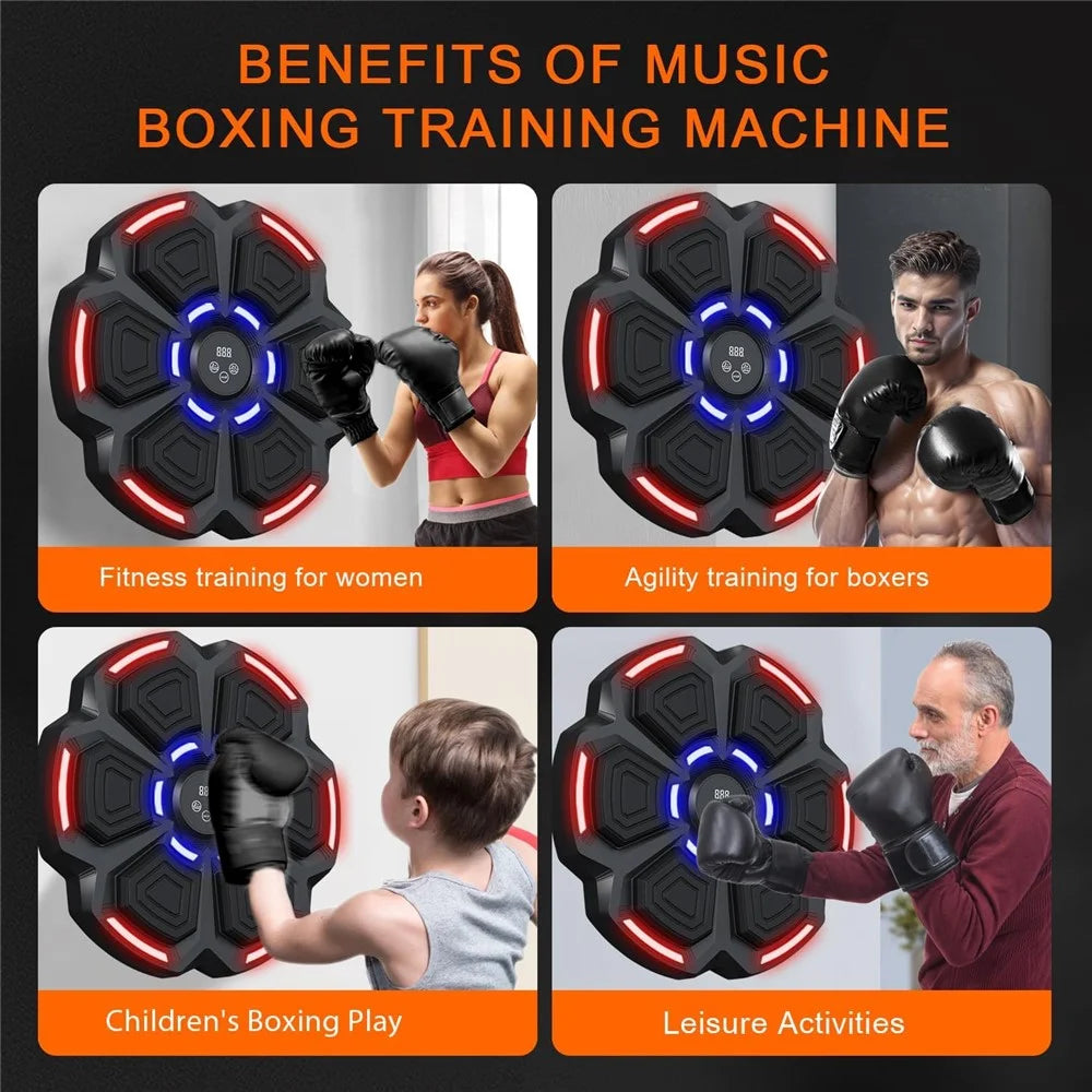 Smart Boxing Trainer with Boxing Gloves Wall Mounted Music Boxing Target Digital Punching Equipment (The Pattern on the Gloves is random) - 6